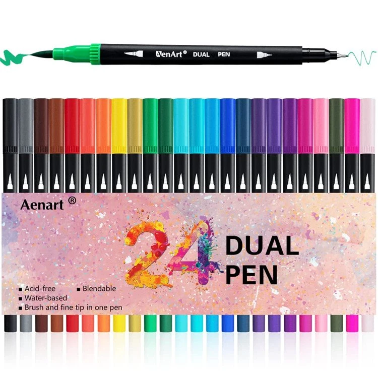 24 färgade Journal Planner Pens Finpunktsmarkör