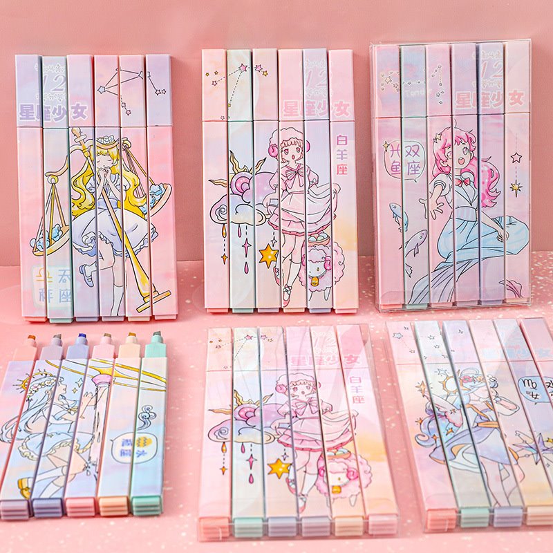 6st Constellation Highlighters Pastell Söt